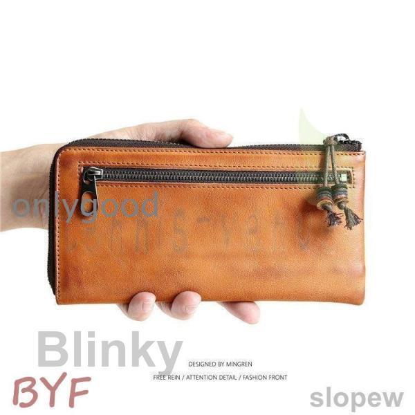 新品 多機能 栃木レザー 長財布 ヌメ革 本革 レザー メンズ 財布 大容量 ロングウォレット ラウンドファスナー 長財布