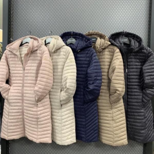 HC04 冬の女性 フード取り外し可能 軽量 ロングパディングジャンパー 秋 ヌビム 膝丈 セミロング (S11338546)