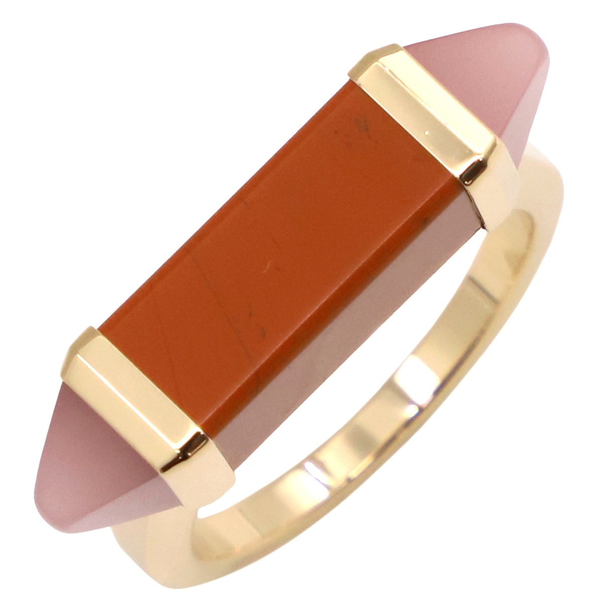 カルティエ Cartier リング 指輪 レ ベルランゴ ドゥ カルティエ K18YG ピンクカルセドニー レッドジャスパー イエローゴールド #56(JP16) 750 18K 13.5号【中古】