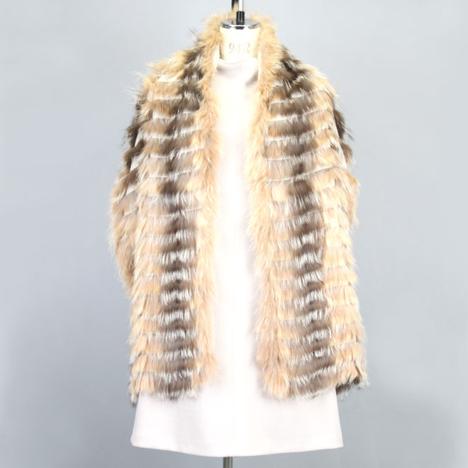 シフォン シルバーフォックス ファー ストール ナチュラル ベージュ