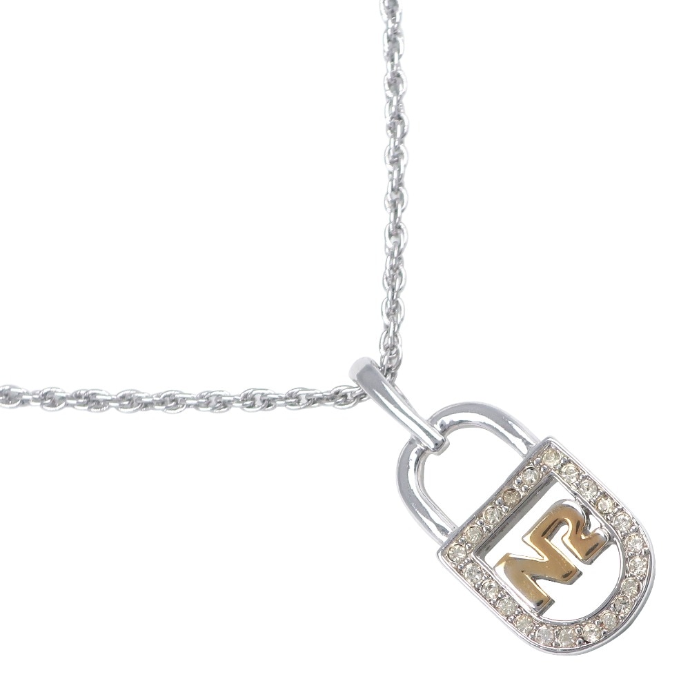 ロゴ ネックレス 金属製 シルバー 約7.6g レディース 中古品
