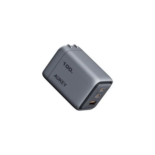 AUKEY PA-C5-GY AC充電器 PD100W Comet USB-Ax1USB-Cx2ポート 折りたたみ式 GaN採用 グレー
