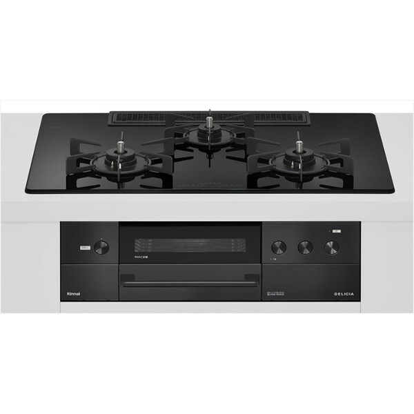 RHS72W38M11RNBW-LP ナイトブラック DELICIA ビルトインガスコンロ(プロパンガス用・両側強火タイプ・3口・75cm)