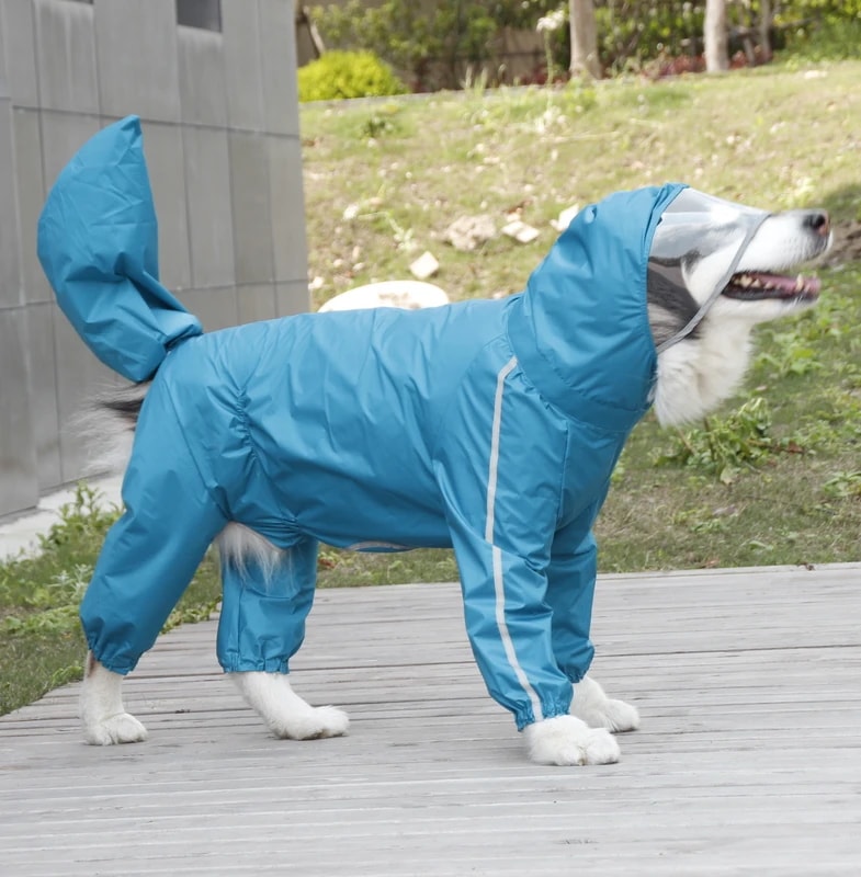 大型犬用レインジャケット,防水ポリエステル安全コート,反射ストライプ,金の再試行剤,ラブラドールハスキー8xl-12xl 青い 11XL Male