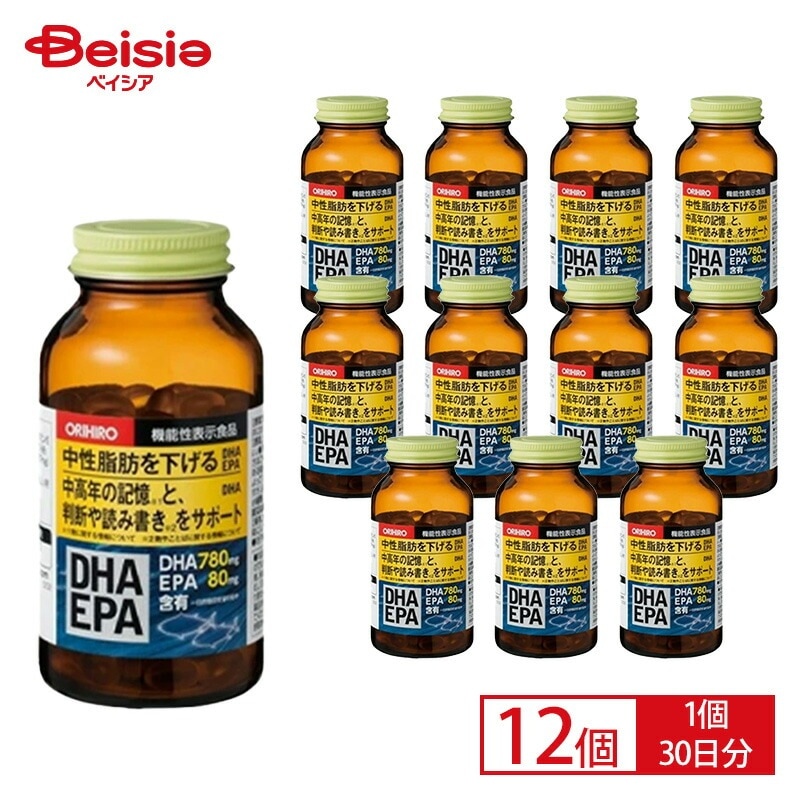オリヒロ DHA ・EPA 180粒（30日分）×12個セット ORIHIRO dha epa サプリメント 中性脂肪 認知機能 機能性表示食品 サプリ サプリメント 記憶 認知