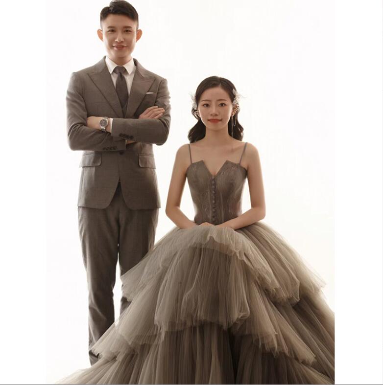 高級感 カラードレス コンサート オフショルダー 結婚式ドレス森系 ウェディングドレス 前撮りドレス お姫様 ロング 花嫁ドレス 多重チュール 可愛い 後撮り ワンピース きれいめ フォトウェディング
