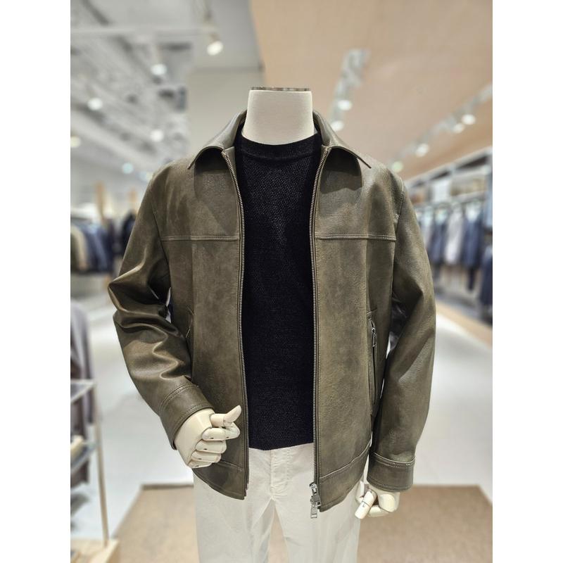 [坡州店] [AND Z()] 2つのカラー 人工ナッパ素材 トラッカー レザージャケット (BZG1LJ1201)