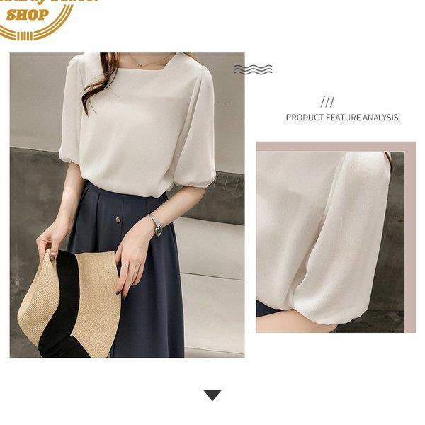 ブラウス レディース きれいめ 40代 春夏 上品 半袖ブラウス パフスリーブ 白トップス 韓国風 トップス 大きいサイズ 大人 シャツ オシャレ 2色 卒業式 5,238円