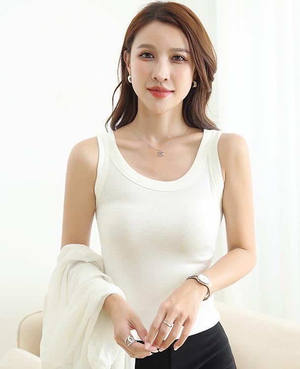 ベスト レディース 無地 糸 インナー アウター ボトムス シャツ 工場直販 アンチライト ラウンドネック 伸縮性 ノースリーブ サスペンダー