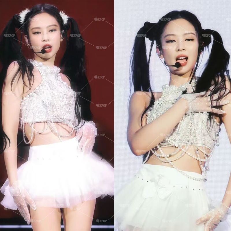 Blankpinkjennie Jin Zhini ホワイトヘビービーズジャズパフォーマンス衣装