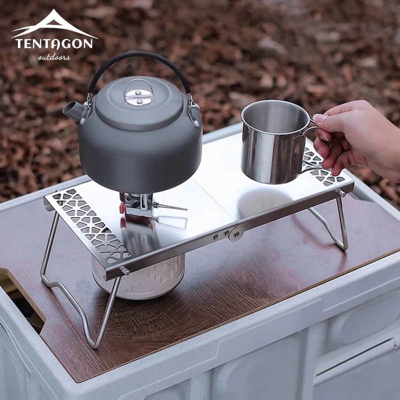 ステンレス スチール ガス ストーブ バーベキュー 棚超軽量 折りたたみ テーブルキャンプ ハイキング 簡単なテーブル野外 キャンプ 火鉢 テーブル