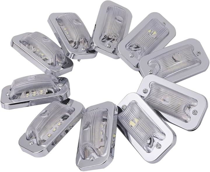 LED 24V 角型 サイド マーカー ランプ 10個セット 前開きタイプ ガラスレンズ ライト デコトラ トラック トレーラー バス ボート 軽トラ 汎用品(ホワイト)