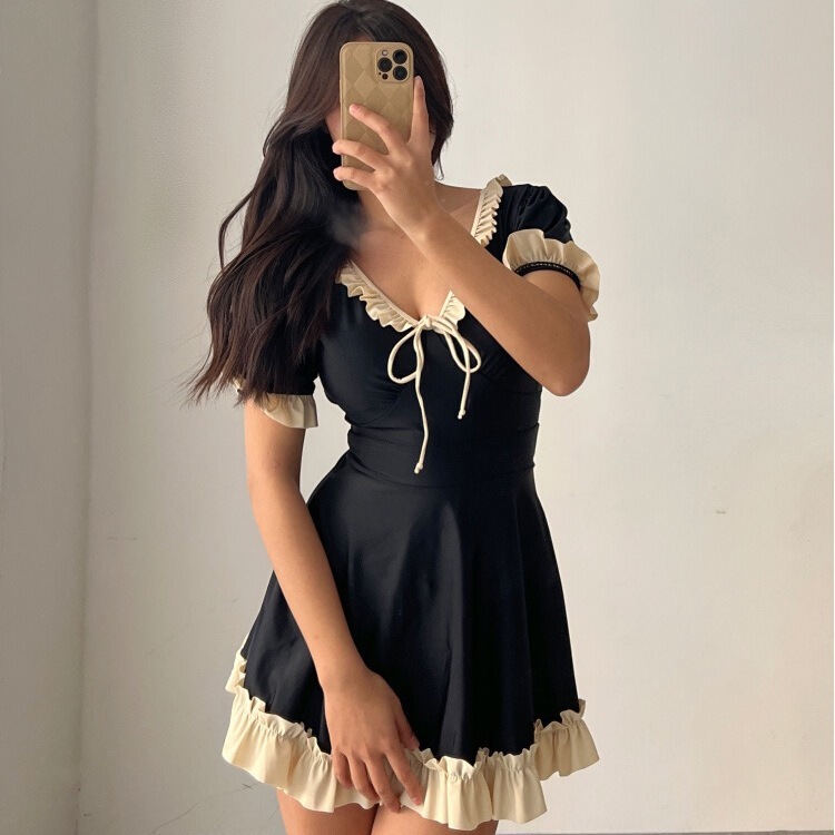 【1つ買うと10つ無料】セクシーな大型サイズの水着女性の保守的なワンピースドレススタイル腹を覆うスリムな大きな胸が集まるボクサーパンツ