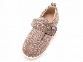 徳武産業 あゆみシューズ 介護靴 施設用 ダブルマジックIII ニット 7E ベージュ 片足/右Lサイズ 7048