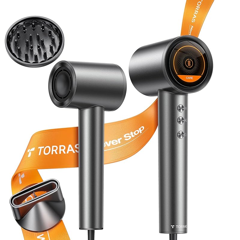 【瞬間速乾知能髪ケア 】TORRAS ドライヤー 大風量 ドライヤー 人気 ランキング 【超軽量2億マイナスイオン 】ヘアドライヤー 速乾 ミネラル搭載 ヘアケア 温冷風 ノズル付き 静音 コンパ