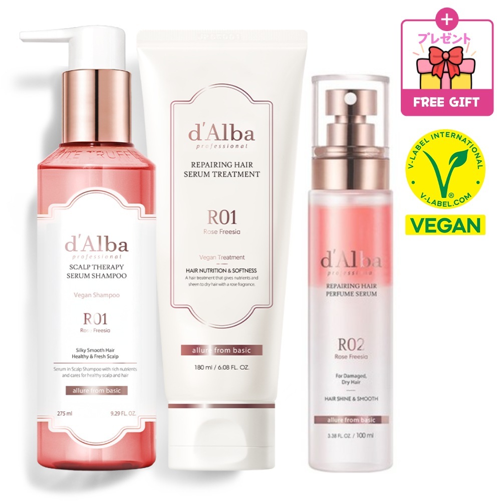 [NEW SET] ヘアリペアリング スカルプセラピー セラムシャンプー275ml+トリートメント180ml+パフューム ヘアセラム100ml ロゼフリージア ヴィーガン ヘアミストケアオイル 韓国