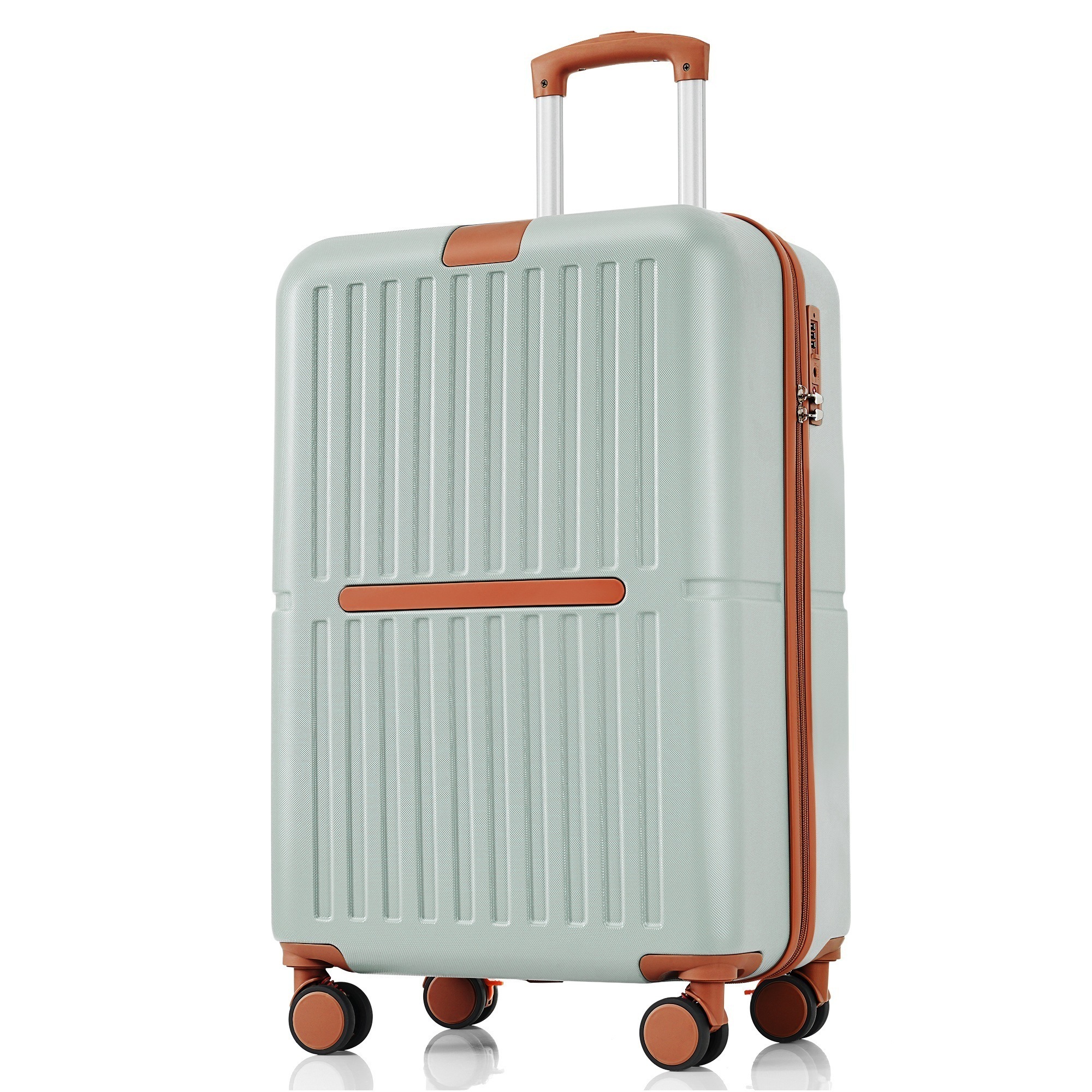 【国内即発送】スーツケース Sサイズ USBポート付き キャリーケース ストッパー付き カップホルダー付き 大容量 機内持ち込み 超軽量 軽い おしゃれGreen + ABS かわいい ダブルキャスタ