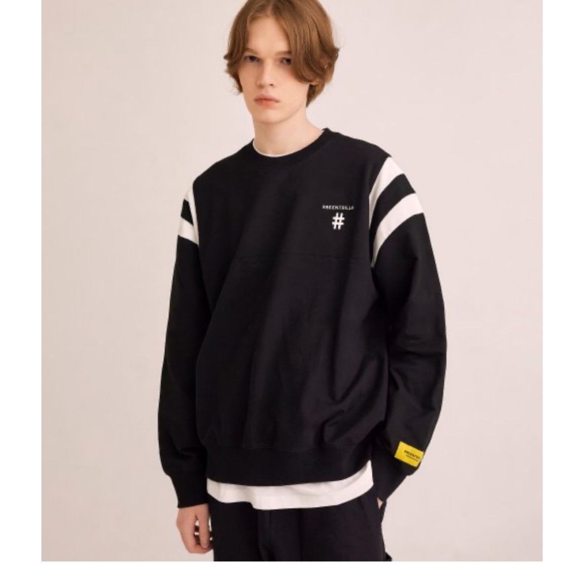 カラー配色 オーバーフィット マンツーマンTシャツ