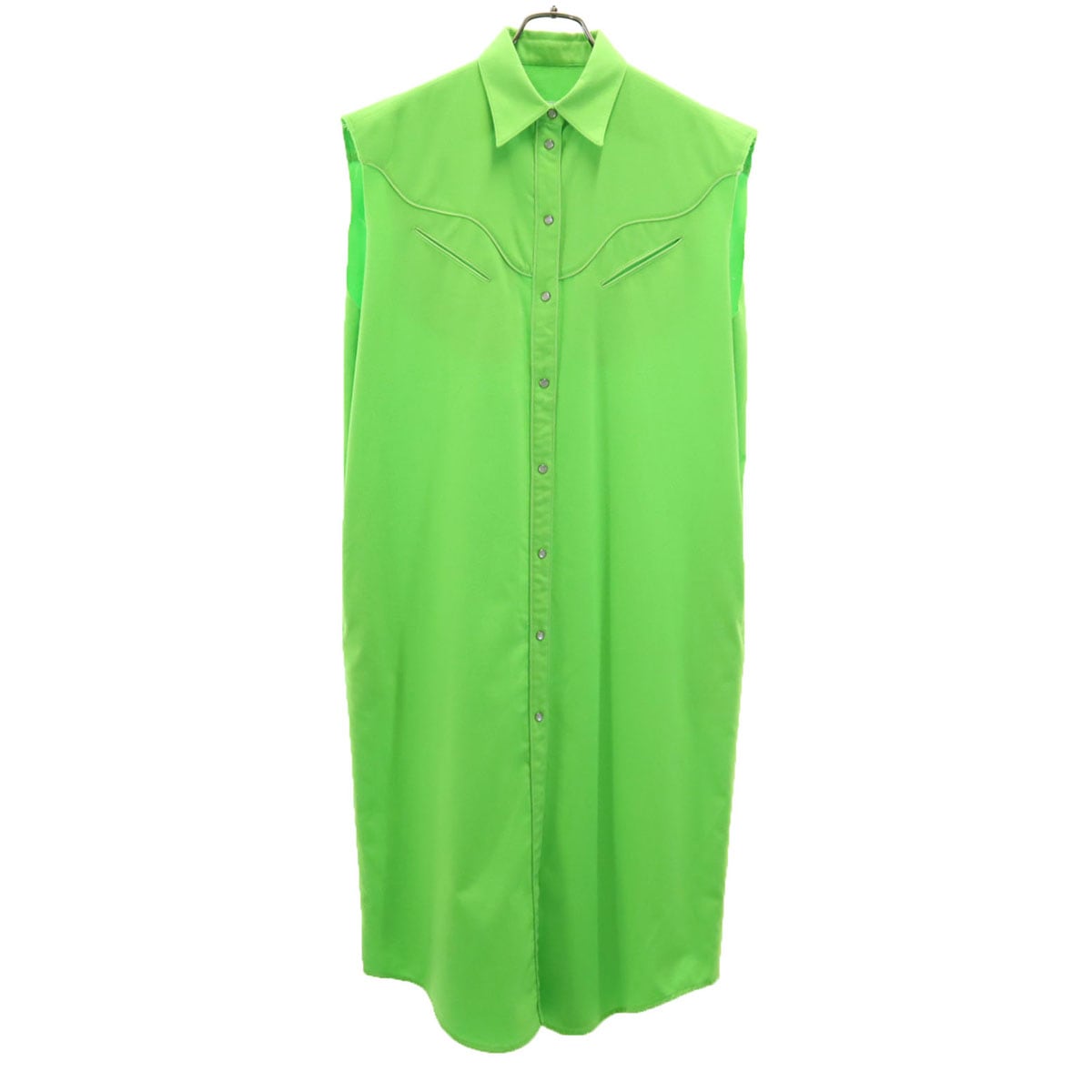 イタリア製 ノースリーブ ウエスタン ロングワンピース 38 グリーン系 レディース 古着