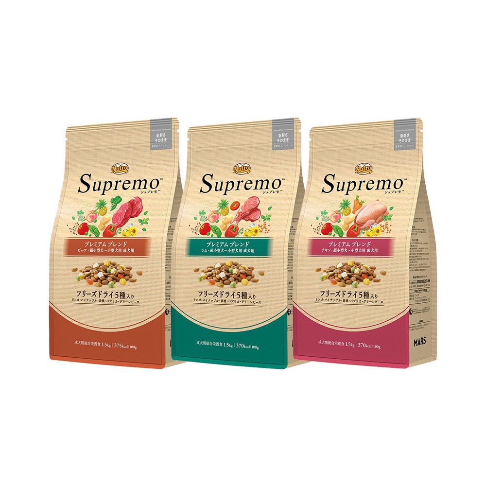 ニュートロ　超小型犬ー小型犬用　成犬用　プレミアムブレンド　１．５ｋｇX３種　フリーズドライ入り　お一人様５点限り　ＣＲＣ45―02―53―10―00