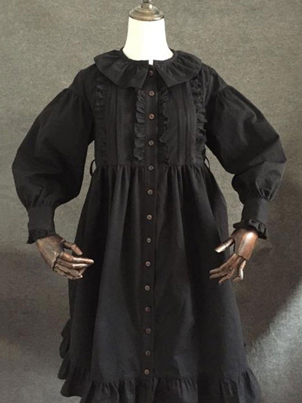 【全店任意2枚購入で100円OFF】クラシックロリータOPドレスフリルフリルバルーンスリーブロリータワンピースドレス