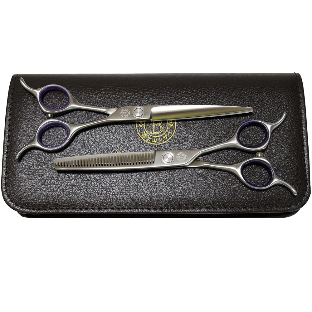 富士山シザー 日本製 トリミング セニングシザー プロ用 35目 ペット用シザー セニング スキバサミ はさみ (35目6.5インチ2丁セット)