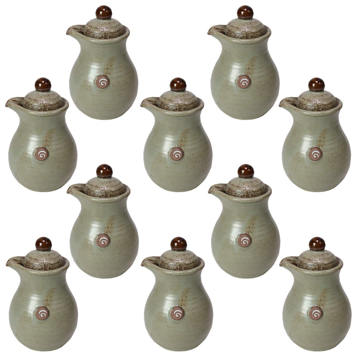 10個セット 調味料入れ うず巻ｸﾞﾚｰ汁次(大)(たれ防止加工済) [75 x 120mm200cc] 和食器 旅館 料亭 飲食店 業務用