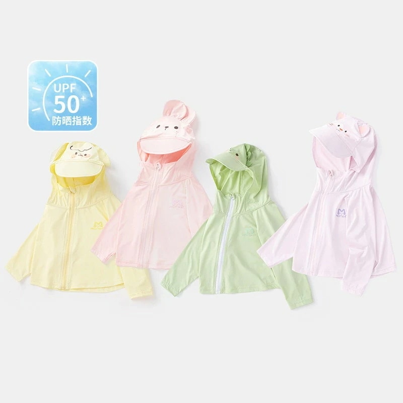 uvカットパーカー 子供服 夏の日焼け止めコートUVジャケット女の子フード付き日焼け止め服アイスシルク薄いセクション