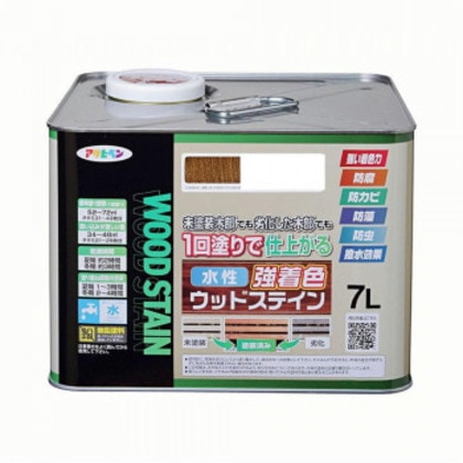 アサヒペン 木部塗料 水性強着色ウッドステイン 7L ウォルナット 防カビ 防虫 防藻 撥水