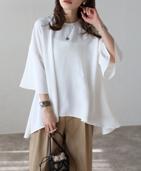 ドレープ半袖ブラウス 2Color レディースファッション