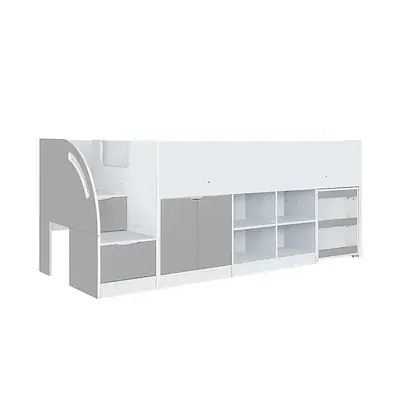【国内即日発送】システムベッド ロフトベッド 階段付き S 木製 高さ100cm シングル ベッド ロータイプ ベッド デスク 本棚 机付き 学習机 コンパクト 本棚付き 木製ベッド 天然木 一人暮ら