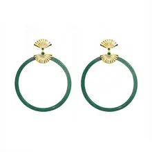 女性のための扇形の竹のイヤリング1つの枝大きなリングエレガントなジュエリーファッショナブルでエレガントマラカイトアウトドア 5,242円