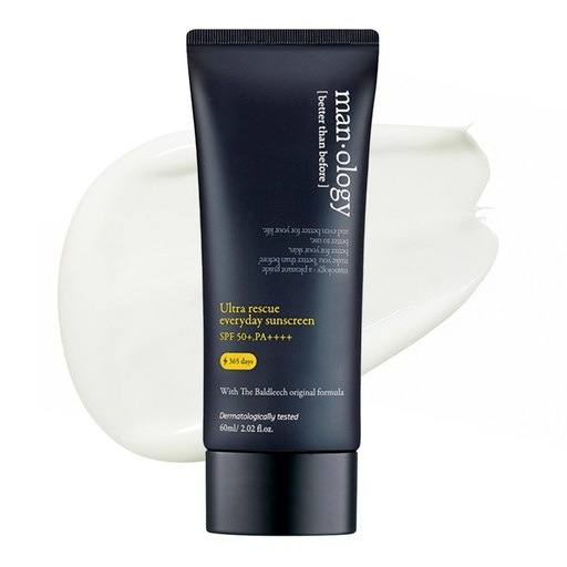 マンオロジーウルトラレスキューエブリデイ日焼け止めSPF50+ PA++++ 60ml 1個 べたつかない 白浮きなし