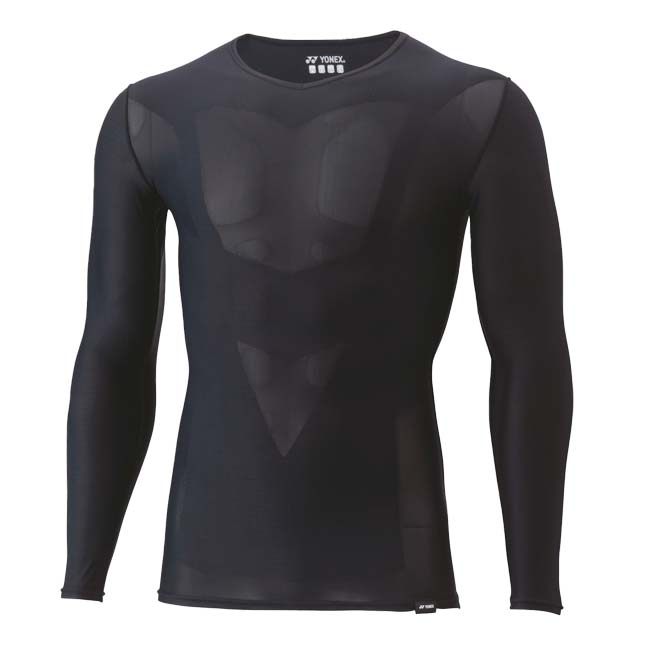 日本サイズ ヨネックス(YONEX) 2024 ユニセックス STB アスリートモデル Vネック長袖シャツ 機能インナー STBA1023-007 ブラック(24y3mトレーニング)