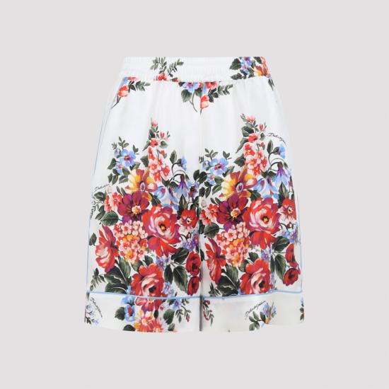 DOLCE & GABBANA Women Straight Pants FTC42T IS11I HA5ZO MAZZ FIORI F BIANCO
