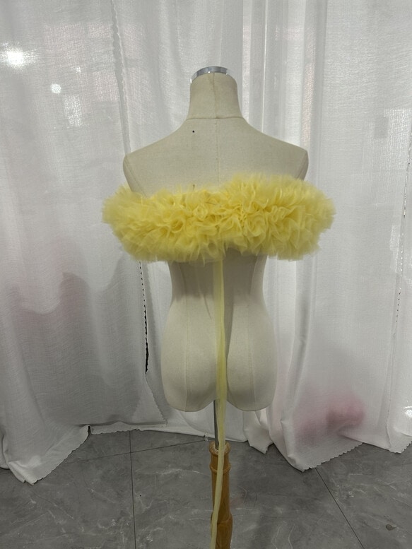 実例写真！ パステルイエロー ソフトチュール オフショルダー 花嫁 前撮り 色直し