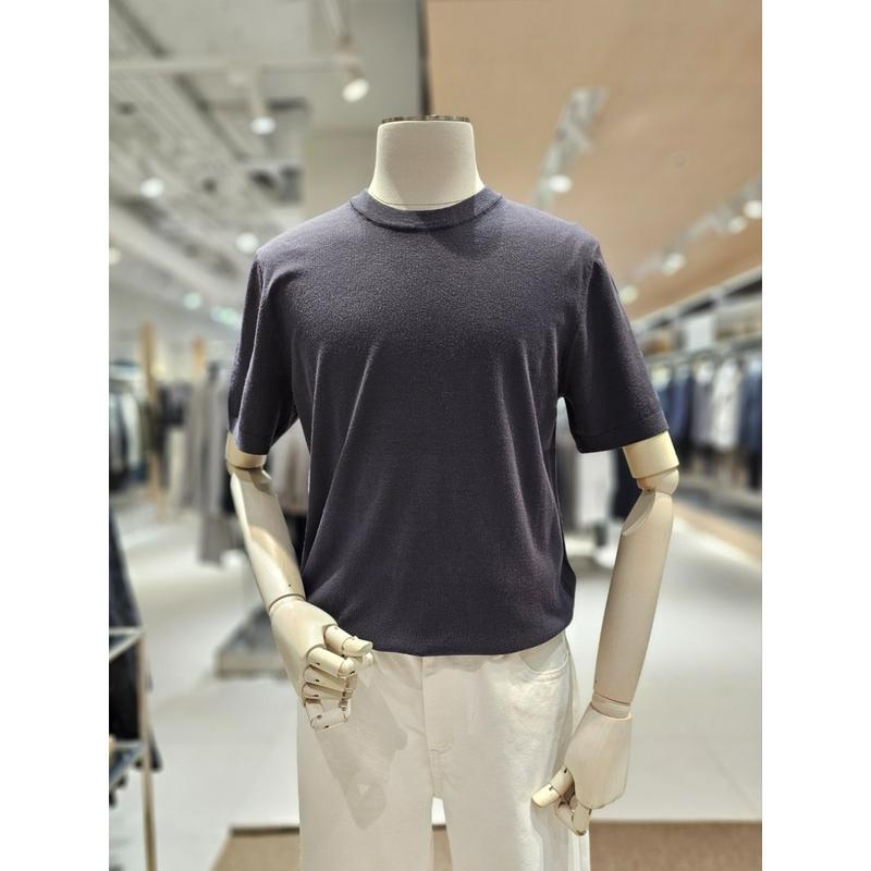 [坡州店] [AND Z()] 3色のテンション感柔らかい素材感のラウンドニットTシャツ(BZG2ER1101)