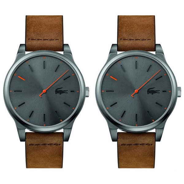 ラコステ おそろい 一緒 ペア ウォッチ 腕時計 手表 メンズ レディース ガンメタル グレー ブラウン レザー 誕生日プレゼント ポイント消化