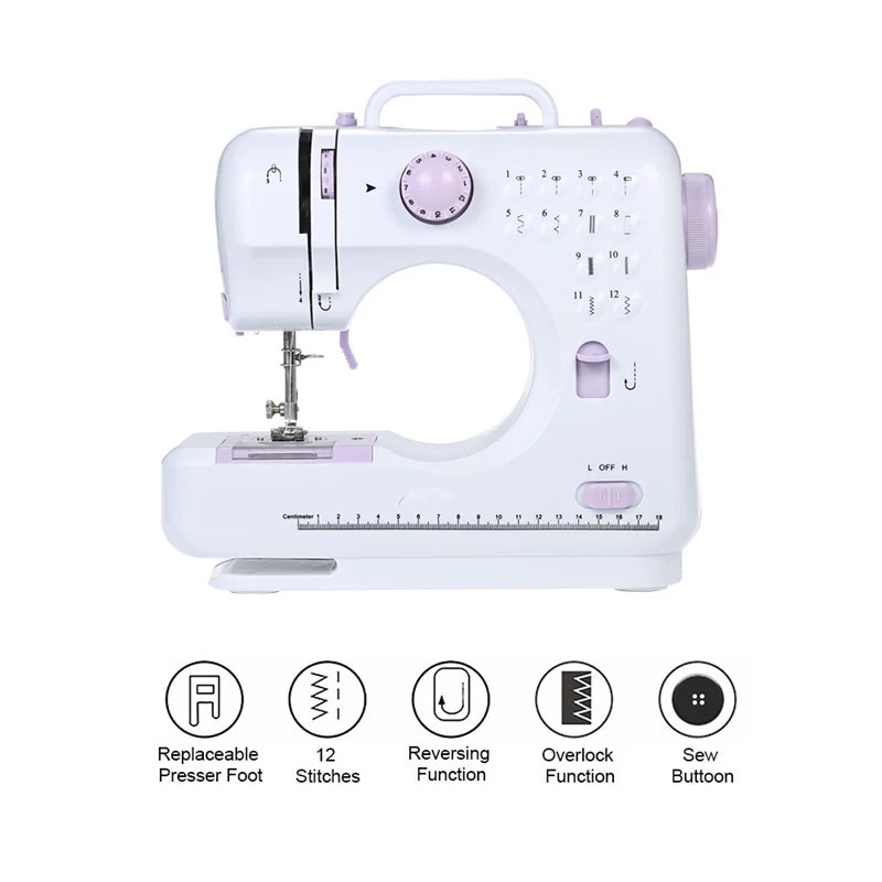 家庭用ミシン 電子ミシン 12種類縫い目 返し縫い ダブルスレッド 裁縫セット付き 機能充実 小型ミシン