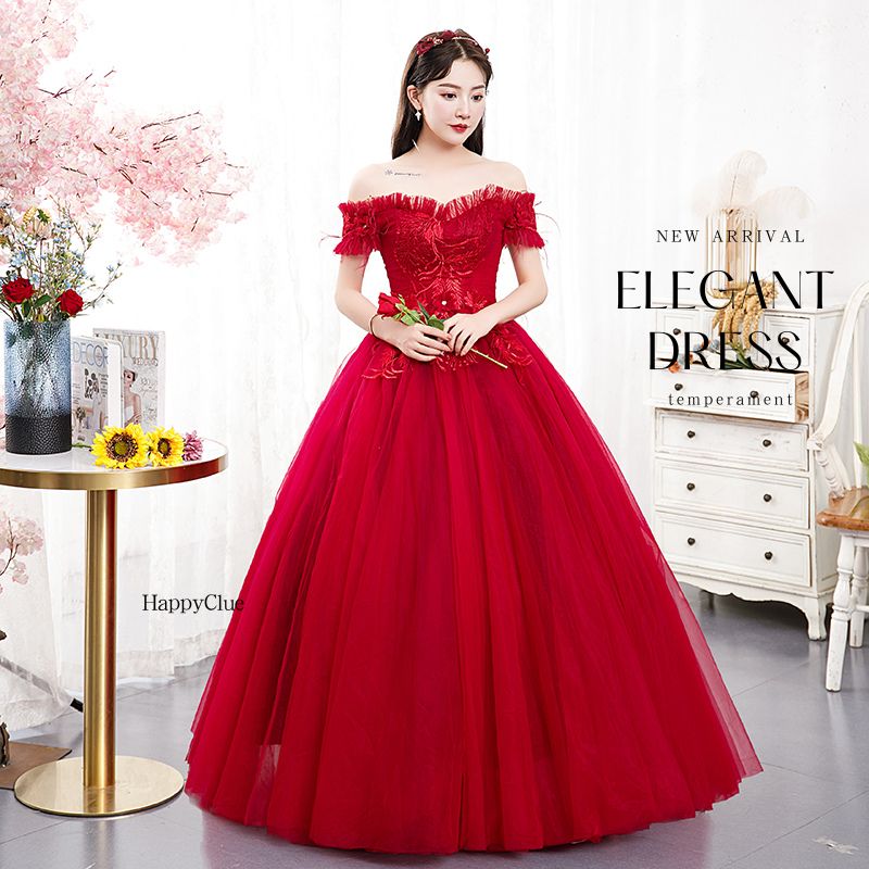 カラードレス 赤 ウエディングドレス 二次会 花嫁 パーティードレス レディース ドレス 大人 ピアノ発表会 ロングドレス 中学生 高校生 ワンピース 演奏会 フォーマル お呼ばれ 謝恩会 女子会 3