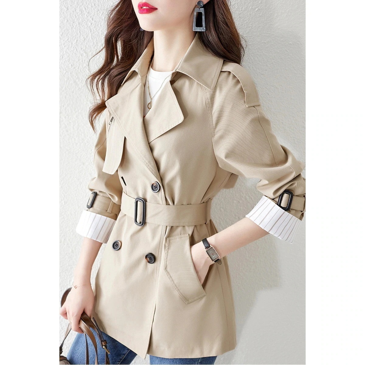 春 アウター コート ウンテンパーカー 高級感 上着 トレンチコート 気質 ショット丈 スリミング トップス 着痩せ アウター レディース 5,323円