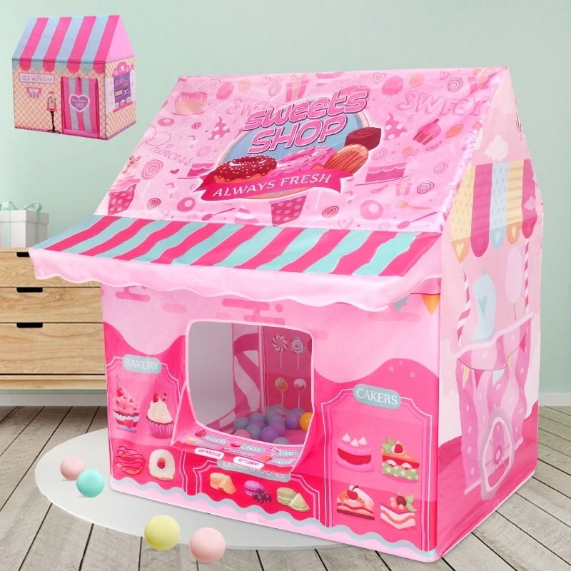 メガ割 キッズテント 子供 テント かわいい 室内 テントハウス おしゃれ ボールハウス キッズハウス アイスクリーム屋さ お菓子屋さん プレイハウス 収納バッグ付き 屋外 屋内 クリスマス プレゼン