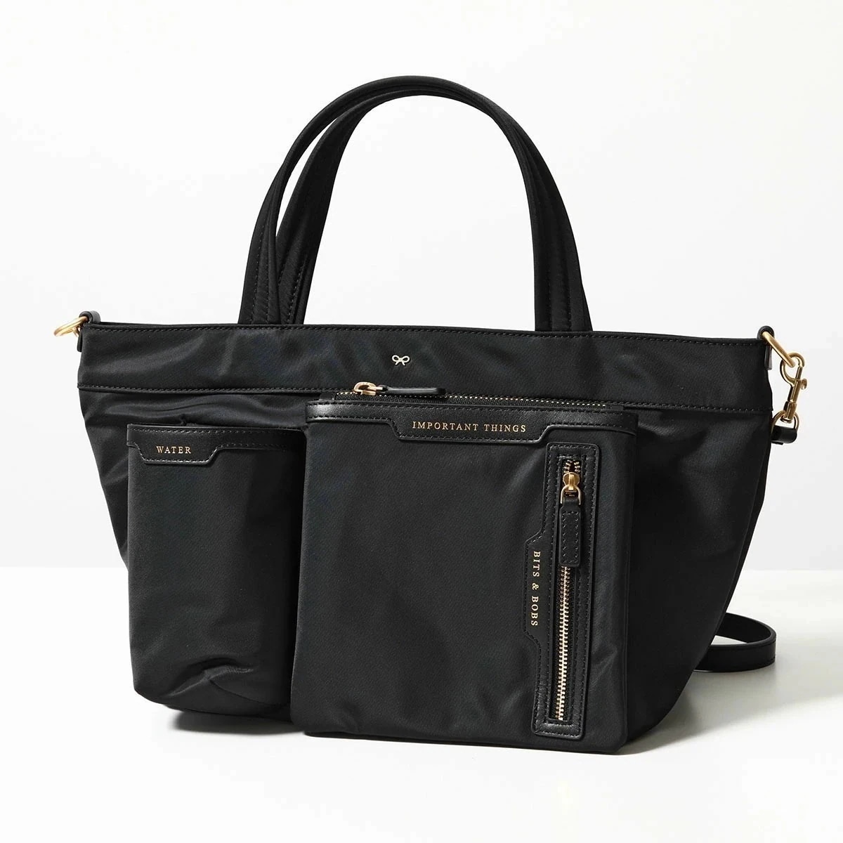 ANYA HINDMARCH アニヤハインドマーチ ハンドバッグ ミニ マルチポケット トート 193474 レディース ショルダーバッグ ナイロン 鞄 Black 5050925193474