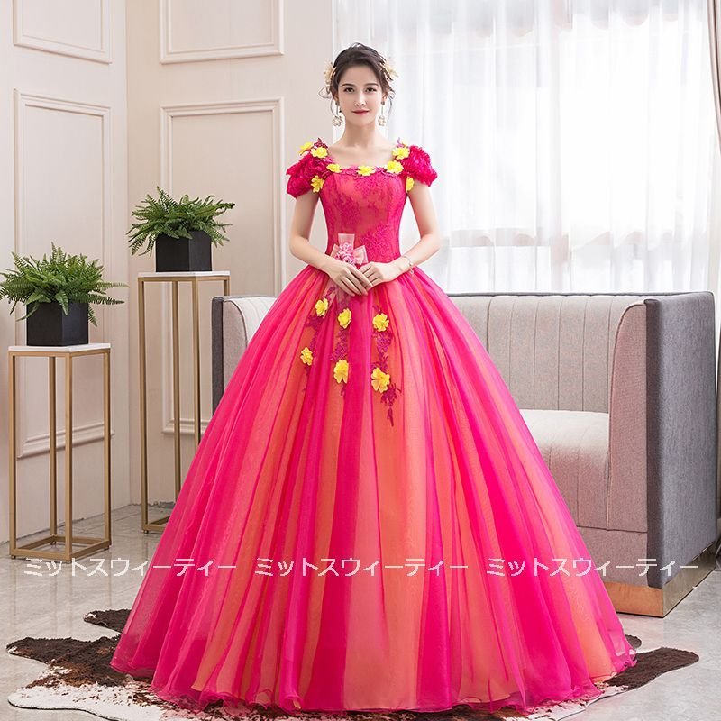 カラードレス 演奏会 安い ロングドレス コンサート パーティードレス 発表会 ウェディングドレス