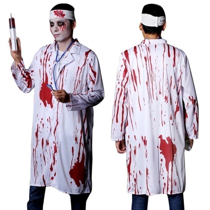 人気商品再入荷ハロウィン 衣装　男性用 ホラー　医者　ゴースト　白衣　恐怖　大人用 コスプレ衣装　血まみれ　ゾンビ　コスチューム　仮装　変装　ハロウィン衣装　パーティー イベント 幽霊　ハロウィー