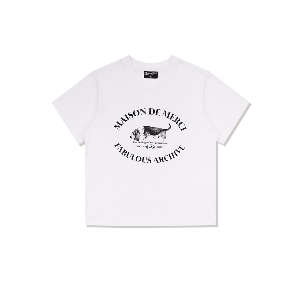 ファビュラスアーカイブ女性用パピーロゴシングルジャージーショートスリーブ T シャツホワイト (FCD2TS520W)