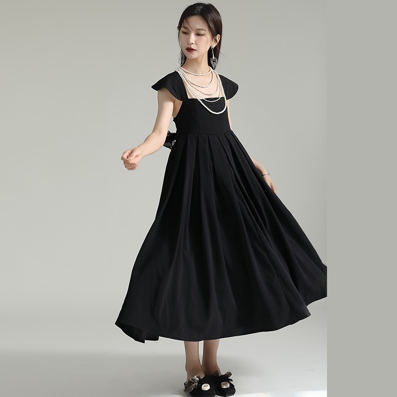 【J.Fashion】 夏 お姫様 ロングワンピース 着痩せ リボン ドレス 夏 Aライン 大きい裾 おしゃれ パーティードレス 関連商品は店で購入可能 二次会 発表会