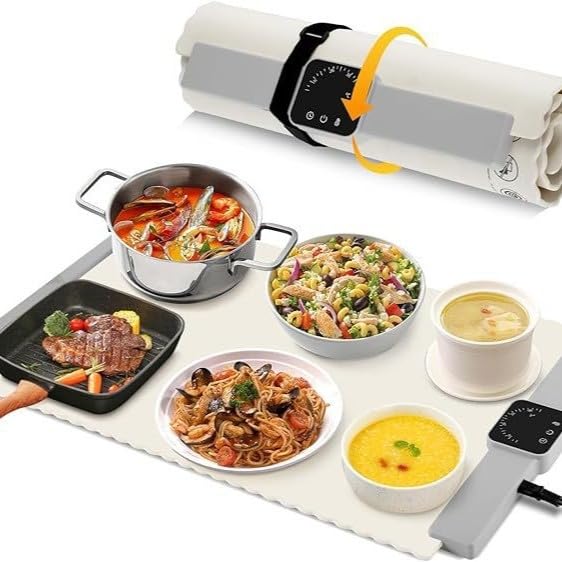 野菜プレート 烤菜板 ステンレス鋼 多機能 柔らかいシリコーンの暖まる版 折りたたみ式電気まな板 インテリジェント・タイミング断熱 時間と労力を節約 電熱 キッチン 収納しやすい