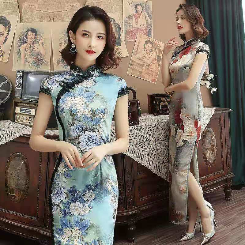 古い上海チャイナドレス秋服 2025 若い女の子の人道的な気質レトロ漢服スタイル中ロングスタイル