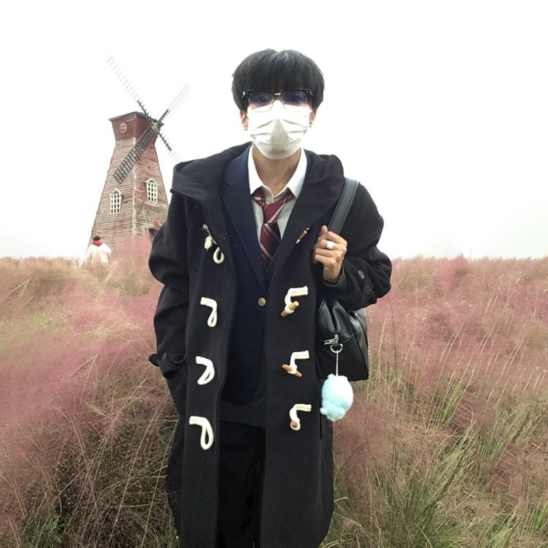 ラブウィンターダイアリーDK制服コートブラック冬カレッジスタイルホーンボタンコートJK 4,404円